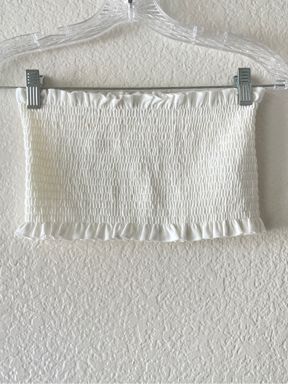 Zenana White Smocked Ruffle Bandeau Tube Top